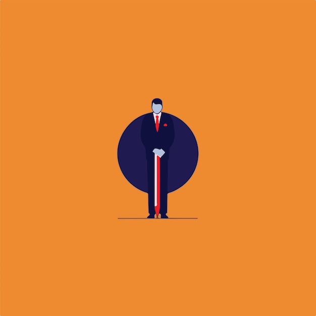 A man and a pen minimalistic logo pixel style