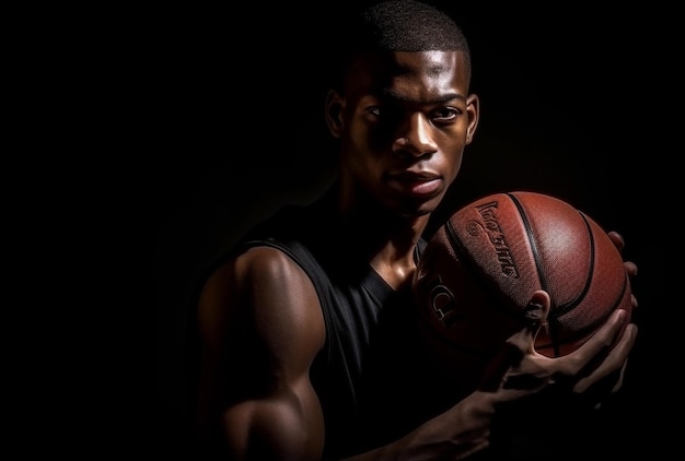 Man person black athlete sports positive basketball ball professional holding player Generative AI