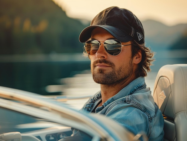 A man piloting a speedboat