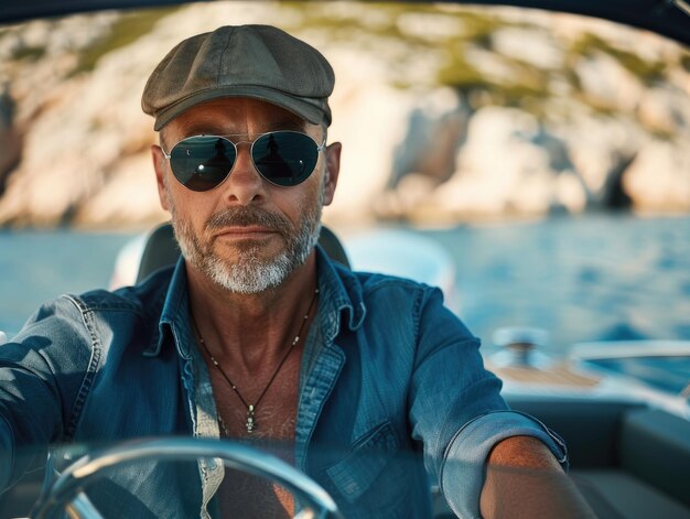 A man piloting a speedboat