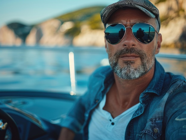 A man piloting a speedboat