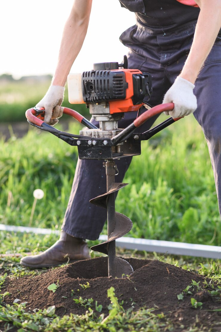 Man plant een boom, handen met schop graaft de grond, natuur, ecologie concept