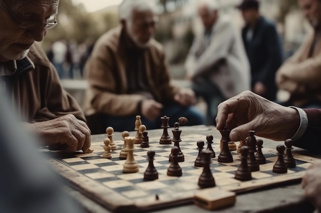 A man playing chess with a chess board