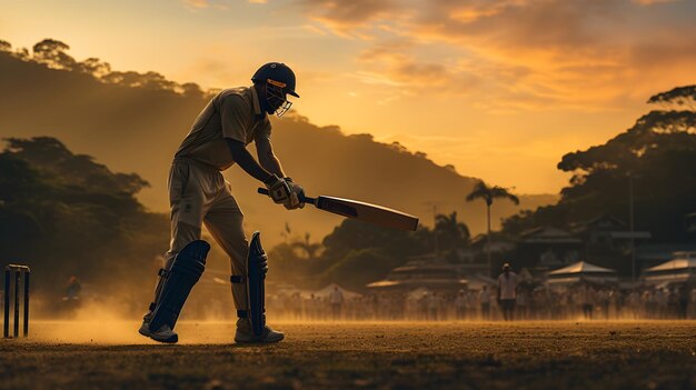 Photo a man playing cricket with bat in his hand