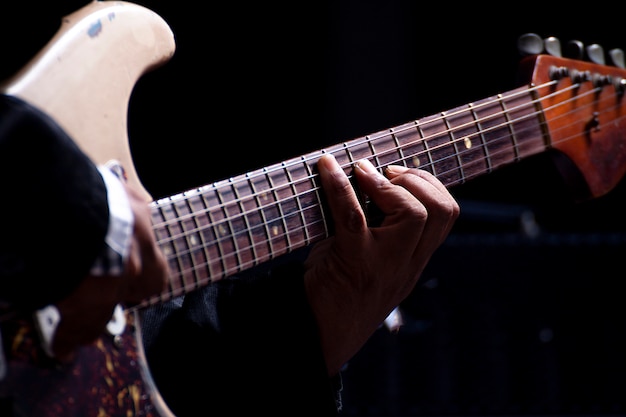 Man playing guitar musical of rock