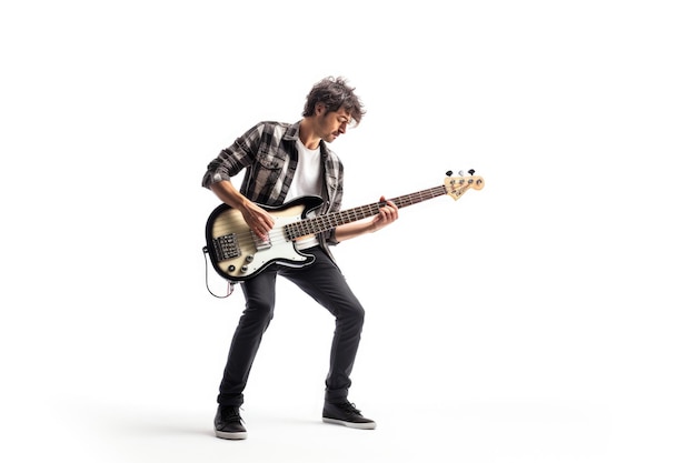 Photo man playing guitar on white background on a white or clear surface png transparent background