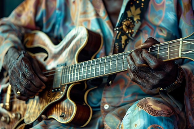 Photo a man playing a guitar