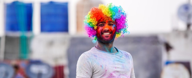 Photo man playing holi image hd