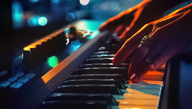 man playing piano at music concert