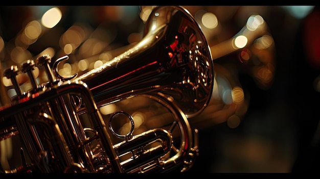 Man Playing Trumpet in Front of Band During a Concert Performance