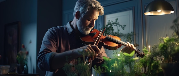 Photo a man playing a violin