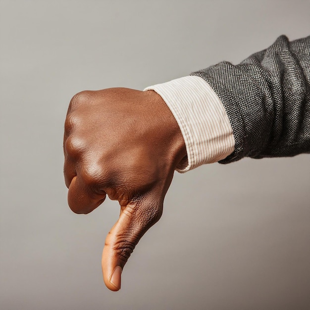 Foto un uomo che indica un dito che dice pollice in su