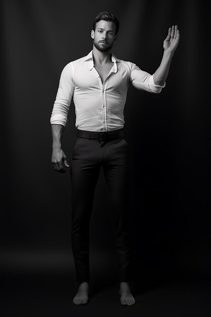 Фото Мужской портрет гиперреалистичная черно-белая фотография мужчины