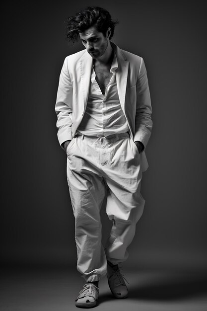 Foto ritratto di un uomo fotografia in bianco e nero iper-realistica di un uomo