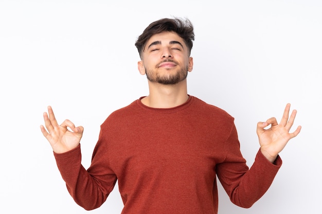 Man posing zen in studio