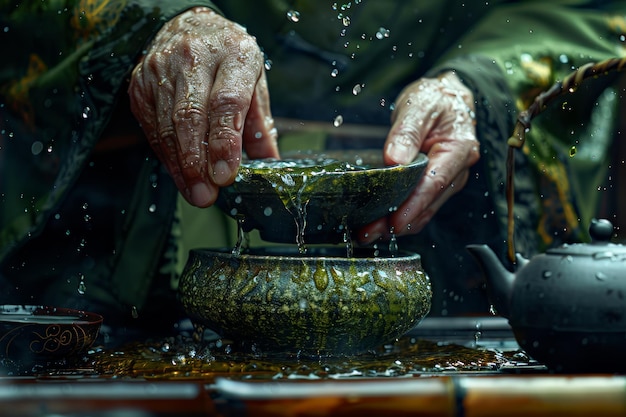 Man Pouring Water Into Pot