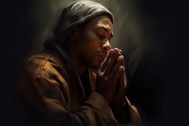 Man pray portret Generate Ai