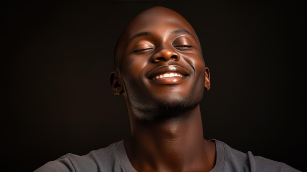 Man during prayer on black background