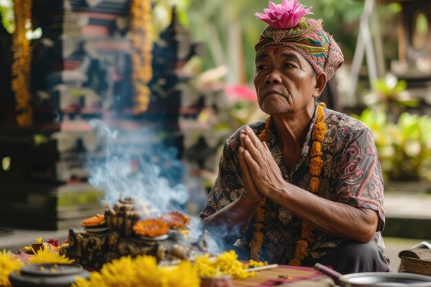 Man praying during Nyepi