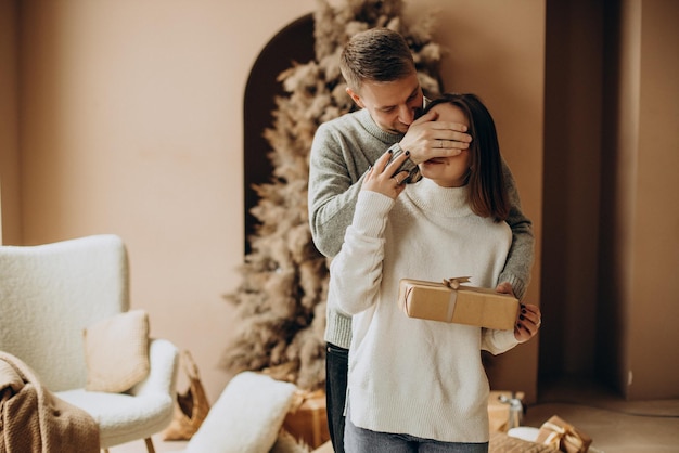 Man presenting gift for christmas