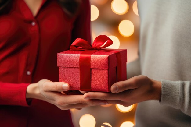 Man Presents Gift to Woman