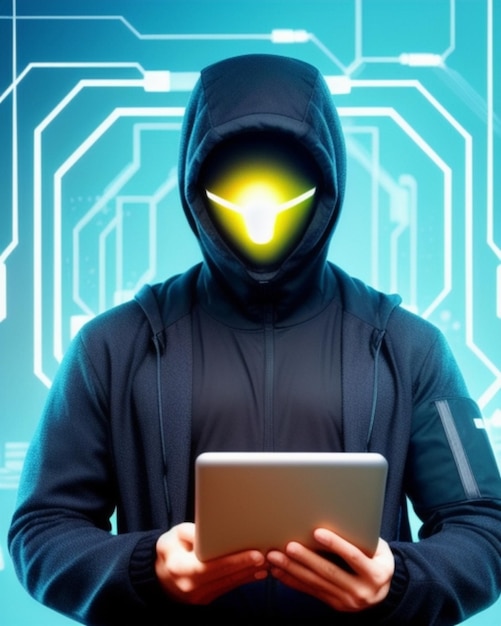 man probeert computer cybercriminaliteit foto te hacken