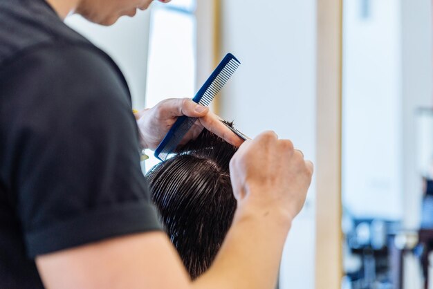 Man at professional barbershop