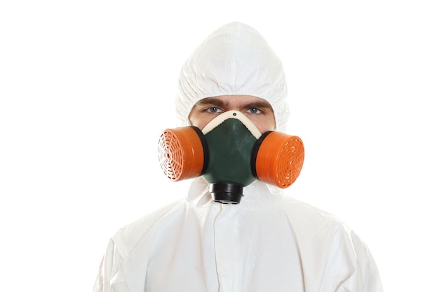 Man in protective suit