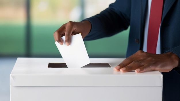Man putting ballot in the box