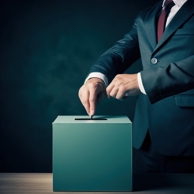 Man putting empty ballot in election ballot box high quality AI generated image