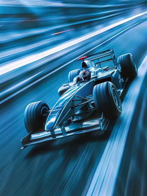 Photo a man in a racing car is driving on a track