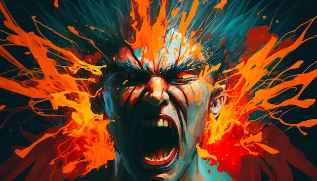 A man rage anger fuming abstract art image generative AI