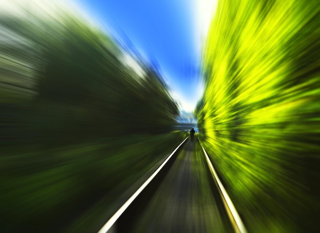 Photo man on railway motion blur background