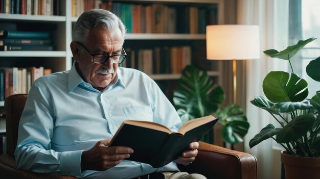 Man Reading Book While Sitting in Chair