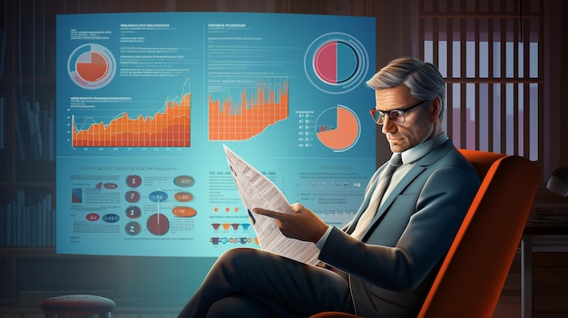 a man reading a newspaper data visualization marketing