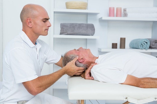 Man receiving head massage 