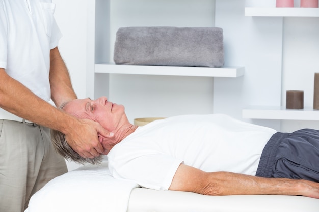 Man receiving head massage 