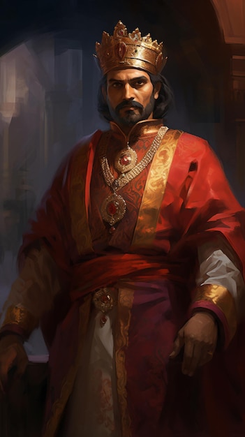 a man in a red robe and a gold crown