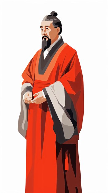 a man in a red robe holding a white object