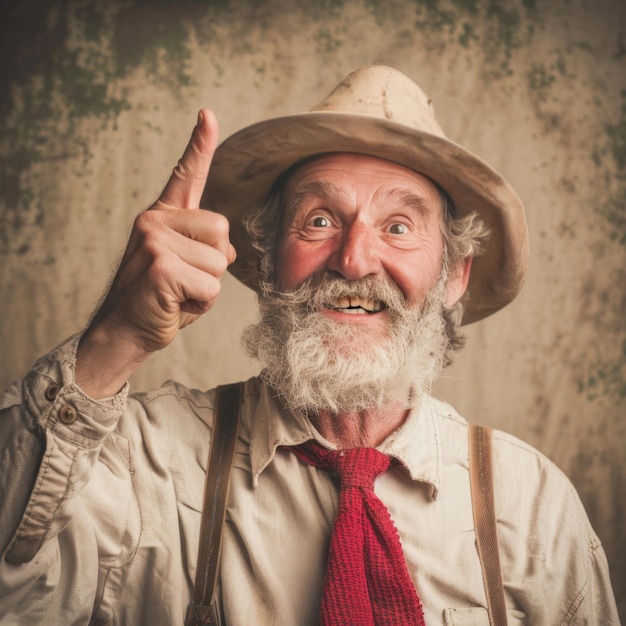 Man in Red Tie and Hat Giving Thumbs Up