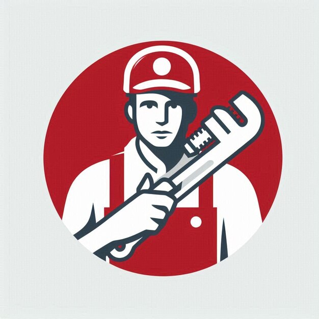 a man in a red and white uniform holding a tool with the word he is holding a tool