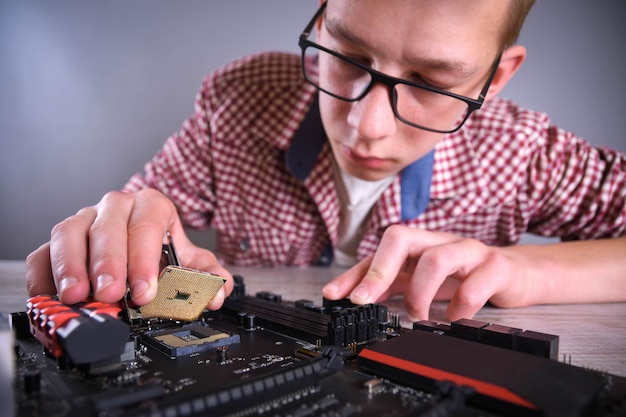 Man repairing broken computer