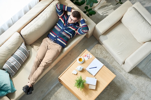 Man Resting on Couch