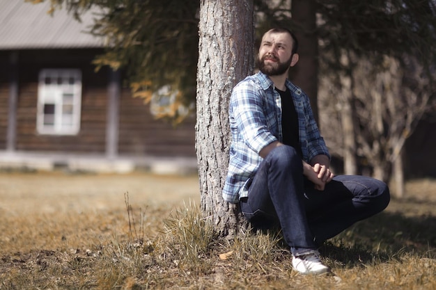 man resting in the village