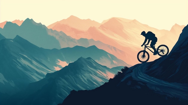 a man rides his bike on a mountain top