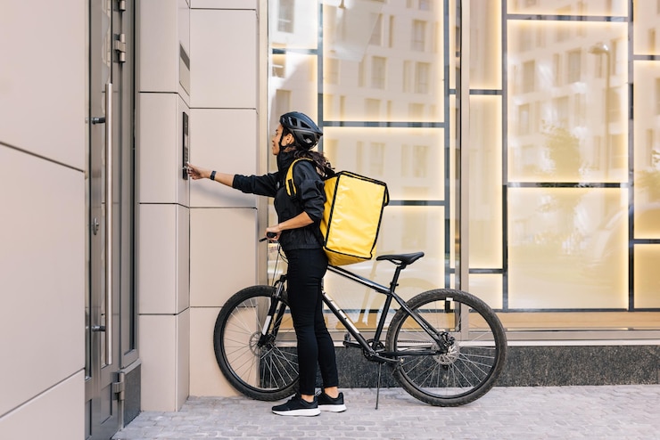 Photo man riding bicycle