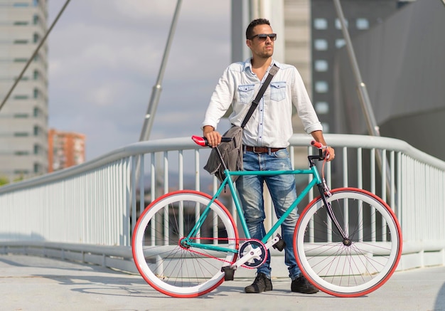 Man riding bicycle