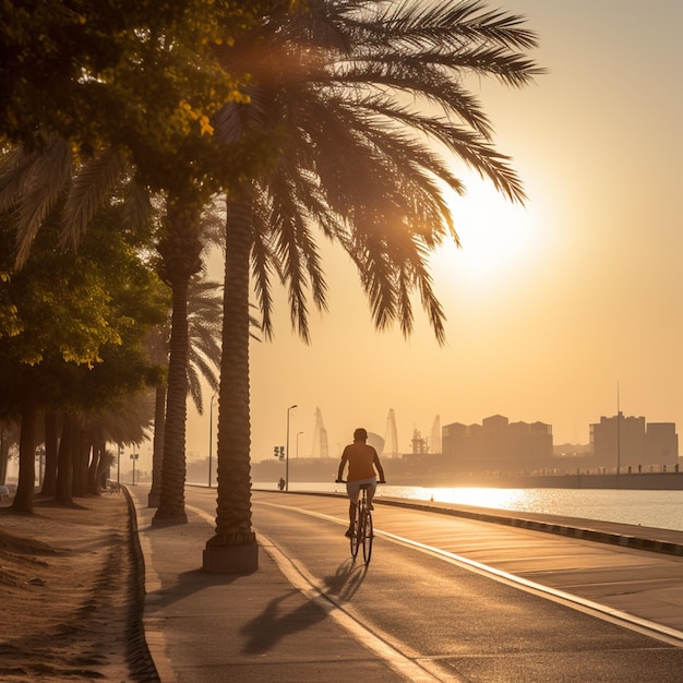 Photo a man riding bicycle