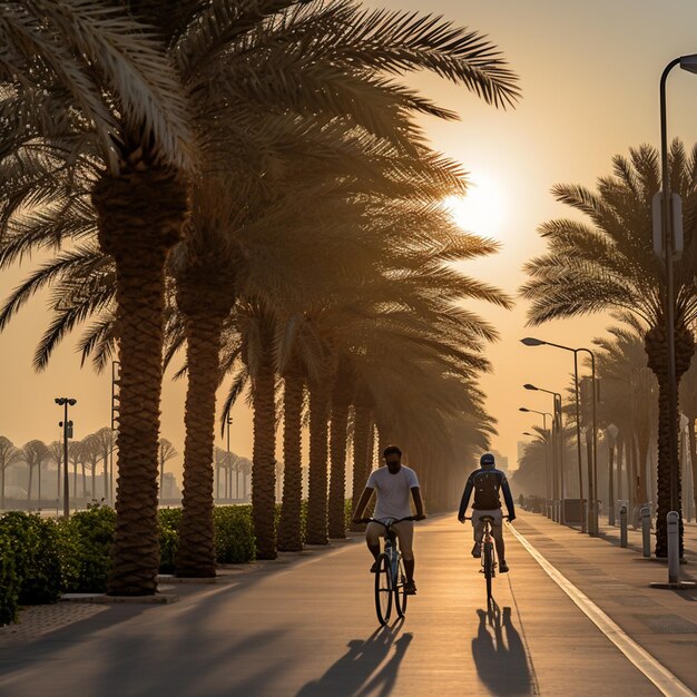 Photo a man riding bicycle