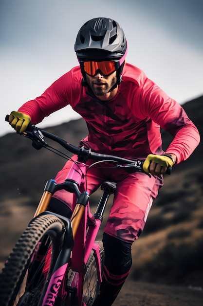 A man riding a bike down a dirt road